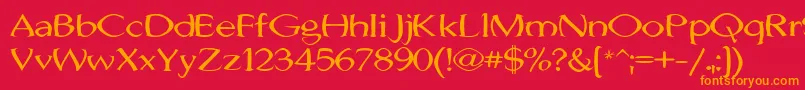 JhunwestConvex-Schriftart – Orangefarbene Schriften auf rotem Hintergrund