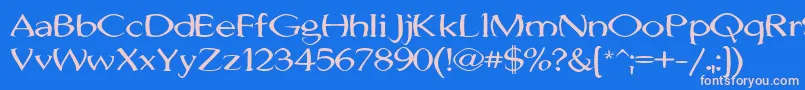 フォントJhunwestConvex – ピンクの文字、青い背景