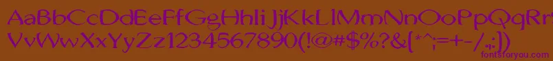 Czcionka JhunwestConvex – fioletowe czcionki na brązowym tle