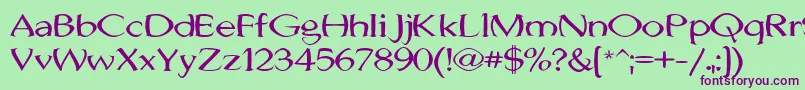 フォントJhunwestConvex – 緑の背景に紫のフォント