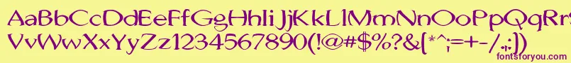 フォントJhunwestConvex – 紫色のフォント、黄色の背景