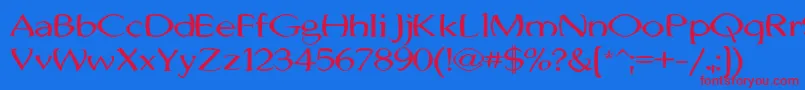 Czcionka JhunwestConvex – czerwone czcionki na niebieskim tle