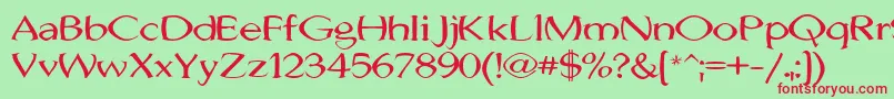 フォントJhunwestConvex – 赤い文字の緑の背景