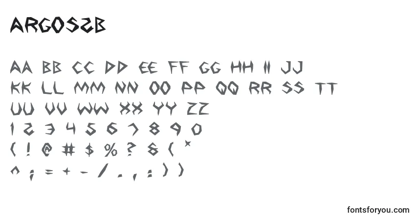 Schriftart Argos2b – Alphabet, Zahlen, spezielle Symbole