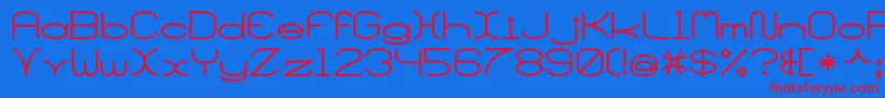 Santamonicamf-Schriftart – Rote Schriften auf blauem Hintergrund