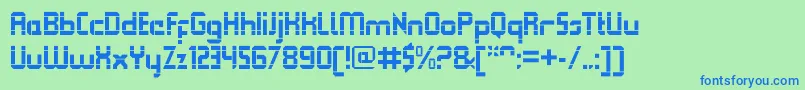 QueuebrickOpenbold Font – Blue Fonts on Green Background