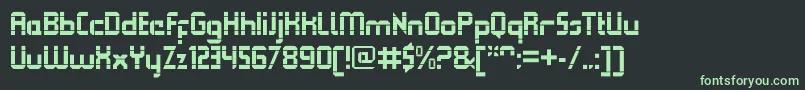QueuebrickOpenbold-fontti – vihreät fontit mustalla taustalla