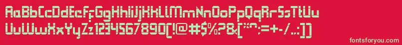フォントQueuebrickOpenbold – 赤い背景に緑の文字
