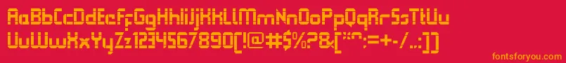 フォントQueuebrickOpenbold – 赤い背景にオレンジの文字