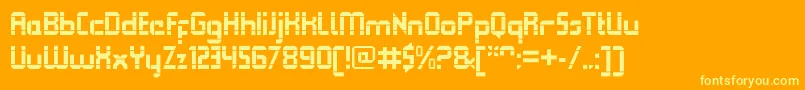 Fonte QueuebrickOpenbold – fontes amarelas em um fundo laranja