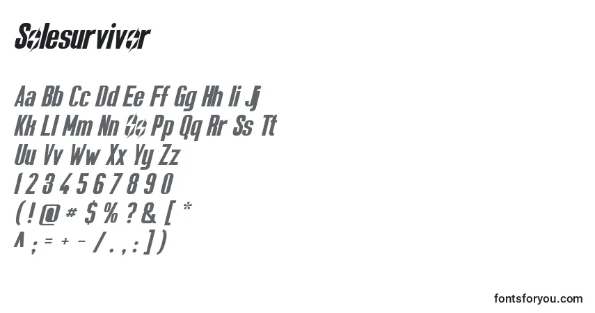 A fonte Solesurvivor – alfabeto, números, caracteres especiais