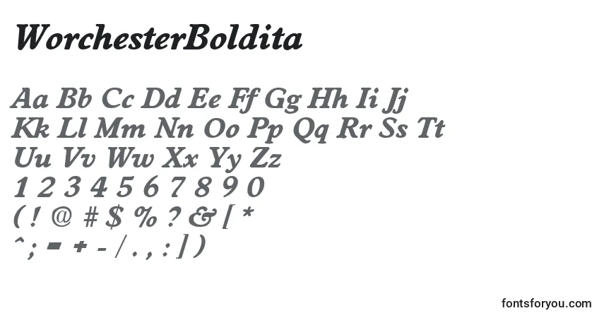 Fuente WorchesterBoldita - alfabeto, números, caracteres especiales