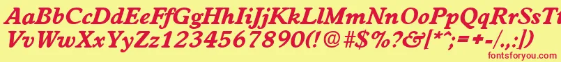 WorchesterBoldita-Schriftart – Rote Schriften auf gelbem Hintergrund