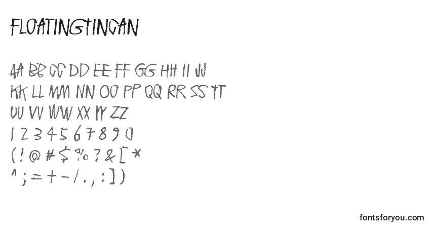 Schriftart FloatingTinCan – Alphabet, Zahlen, spezielle Symbole
