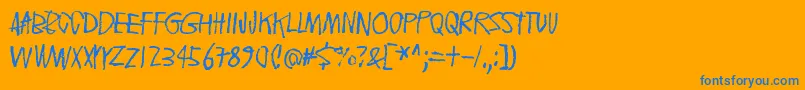 Fonte FloatingTinCan – fontes azuis em um fundo laranja
