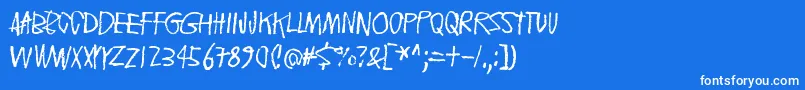 FloatingTinCan-Schriftart – Weiße Schriften auf blauem Hintergrund