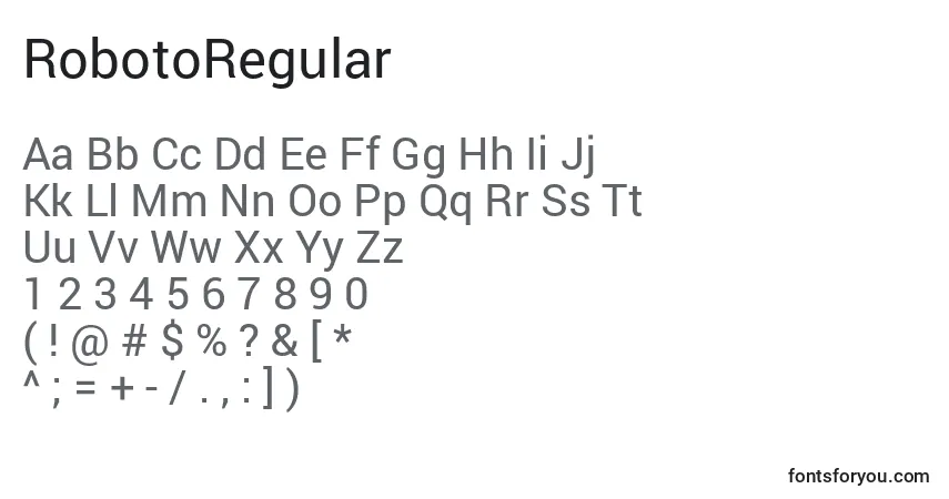 Czcionka RobotoRegular – alfabet, cyfry, specjalne znaki