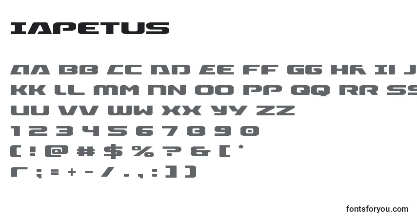 A fonte Iapetus – alfabeto, números, caracteres especiais