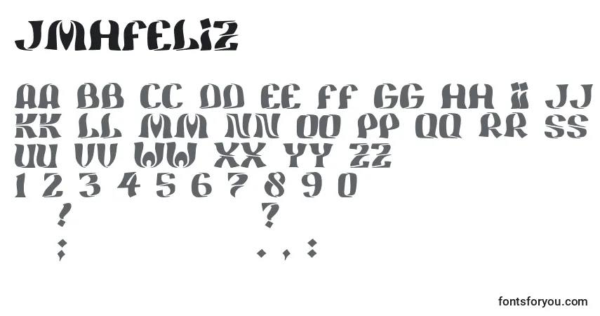 A fonte JmhFeliz (14633) – alfabeto, números, caracteres especiais