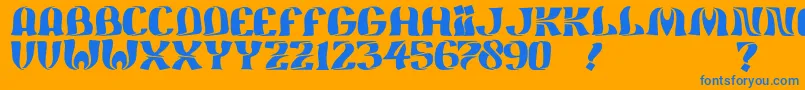JmhFeliz-Schriftart – Blaue Schriften auf orangefarbenem Hintergrund