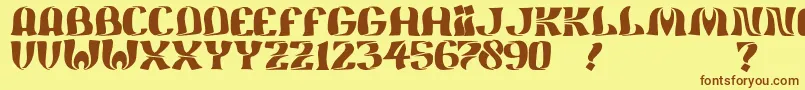 フォントJmhFeliz – 茶色の文字が黄色の背景にあります。