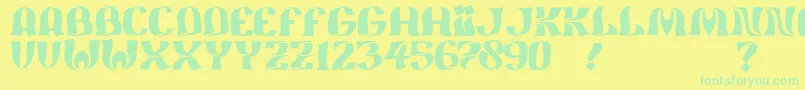 フォントJmhFeliz – 黄色い背景に緑の文字