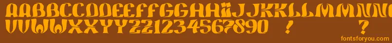 フォントJmhFeliz – オレンジ色の文字が茶色の背景にあります。