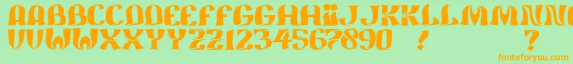 フォントJmhFeliz – オレンジの文字が緑の背景にあります。
