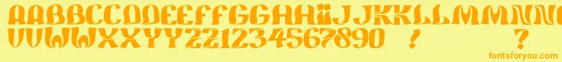 フォントJmhFeliz – オレンジの文字が黄色の背景にあります。