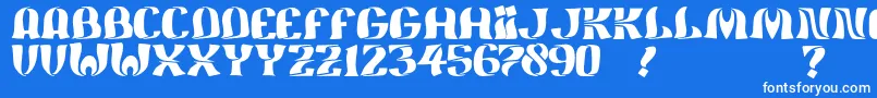 フォントJmhFeliz – 青い背景に白い文字