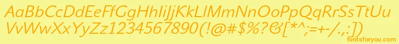 JohnsansLiteProItalic Font – Orange Fonts on Yellow Background