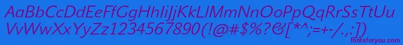 Police JohnsansLiteProItalic – polices violettes sur fond bleu