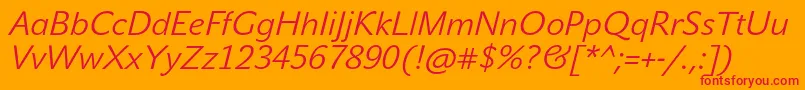 JohnsansLiteProItalic Font – Red Fonts on Orange Background