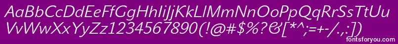 Police JohnsansLiteProItalic – polices blanches sur fond violet