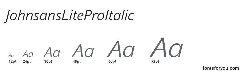 JohnsansLiteProItalic Font Sizes