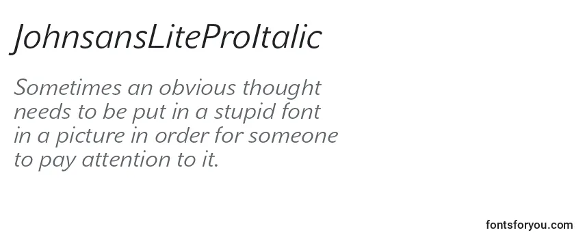 Review of the JohnsansLiteProItalic Font