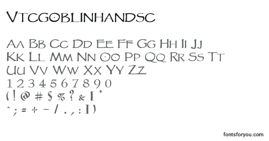 Schriftart Vtcgoblinhandsc – Alphabet, Zahlen, spezielle Symbole