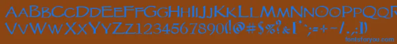 Vtcgoblinhandsc Font – Blue Fonts on Brown Background