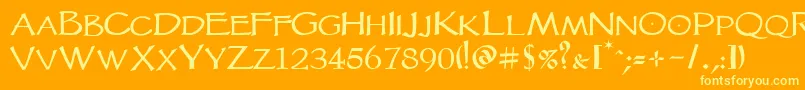 Vtcgoblinhandsc Font – Yellow Fonts on Orange Background