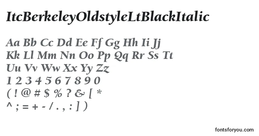 Шрифт ItcBerkeleyOldstyleLtBlackItalic – алфавит, цифры, специальные символы