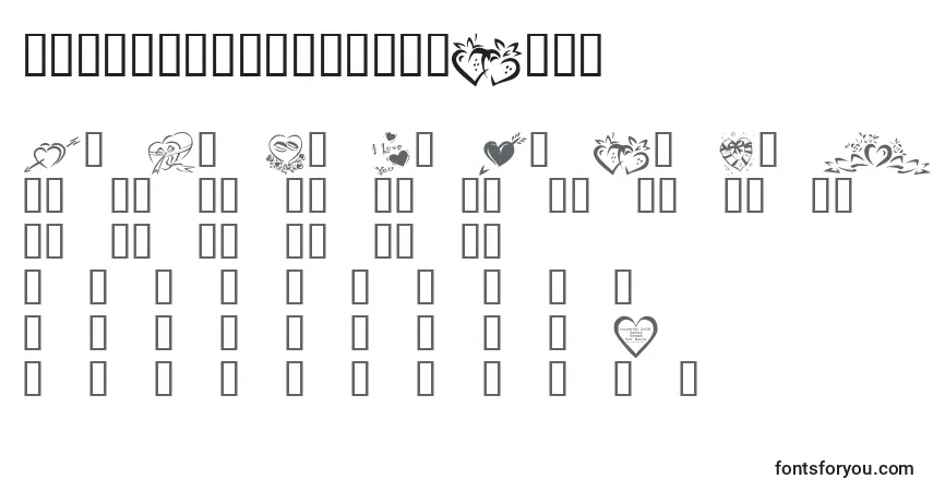 Schriftart KrValentines2006Four – Alphabet, Zahlen, spezielle Symbole