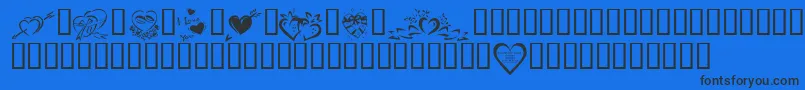 KrValentines2006Four Font – Black Fonts on Blue Background