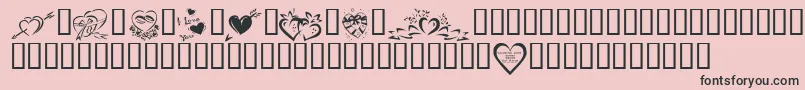 KrValentines2006Four-Schriftart – Schwarze Schriften auf rosa Hintergrund