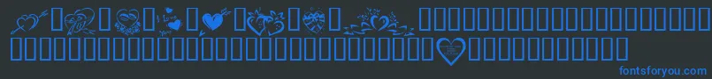 Czcionka KrValentines2006Four – niebieskie czcionki na czarnym tle