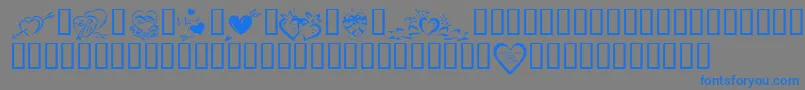 フォントKrValentines2006Four – 灰色の背景に青い文字