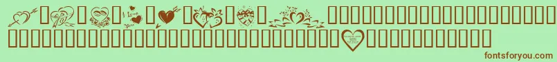KrValentines2006Four-fontti – ruskeat fontit vihreällä taustalla