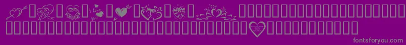 フォントKrValentines2006Four – 紫の背景に灰色の文字
