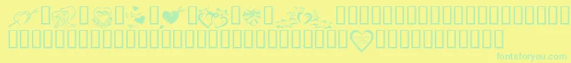 KrValentines2006Four Font – Green Fonts on Yellow Background
