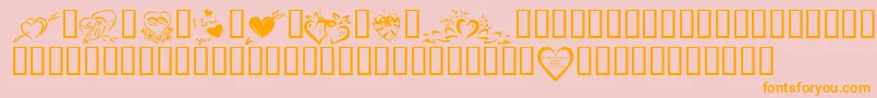 KrValentines2006Four-Schriftart – Orangefarbene Schriften auf rosa Hintergrund