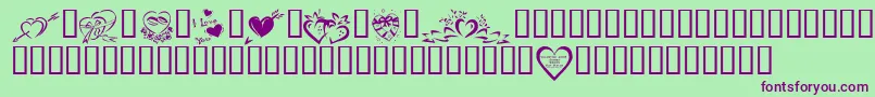 KrValentines2006Four-Schriftart – Violette Schriften auf grünem Hintergrund